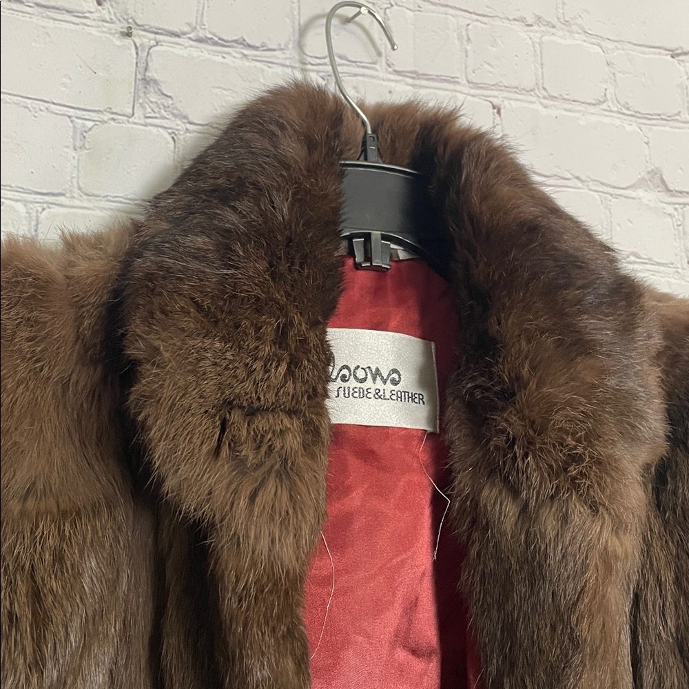 Wilson Suede & leather  Vintage 1990s  Dark Brown Rabbit Fur Coat Size: Medium - Picture 7 of 13